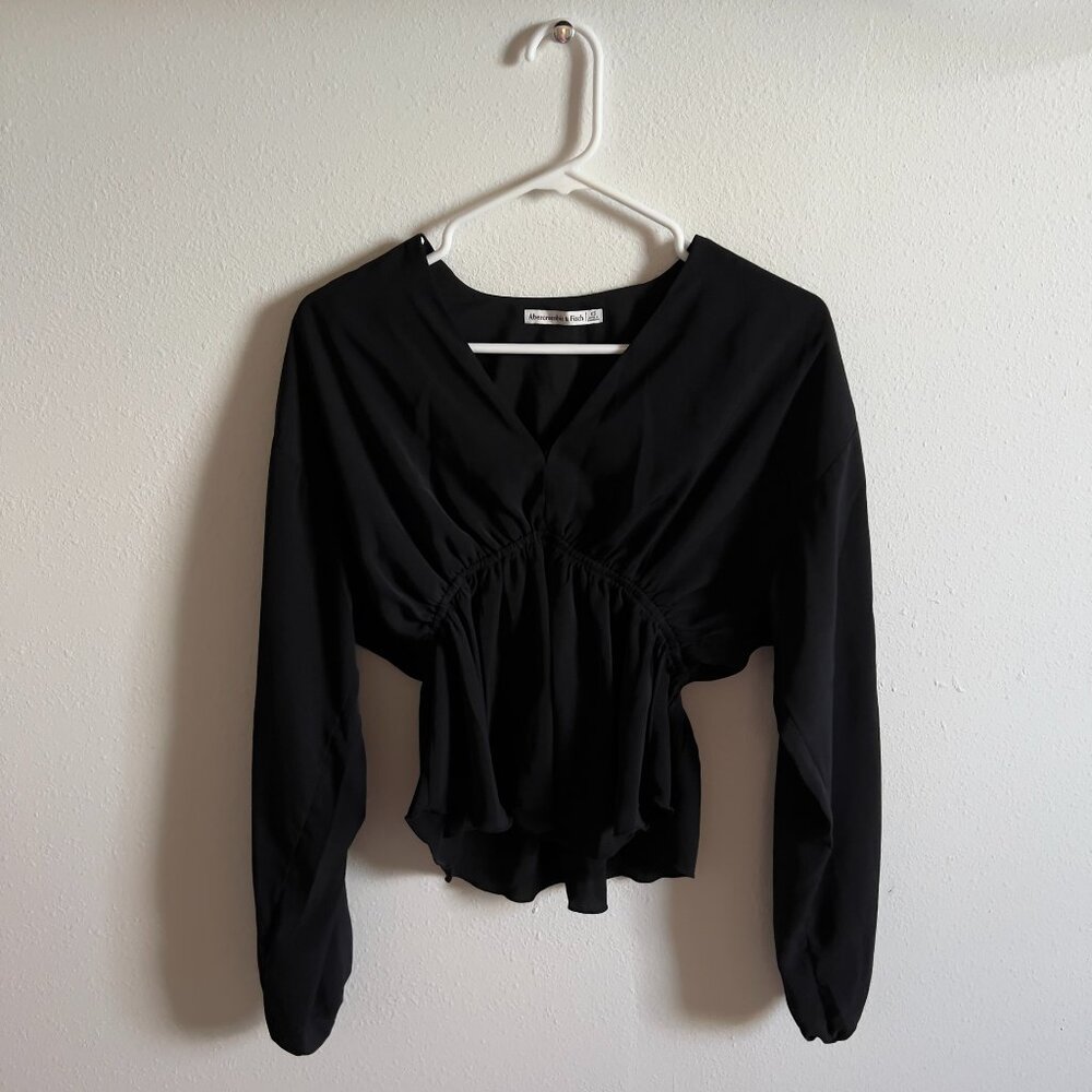 EUC Abercrombie & Fitch Faux Silk Puff Sleeve Top